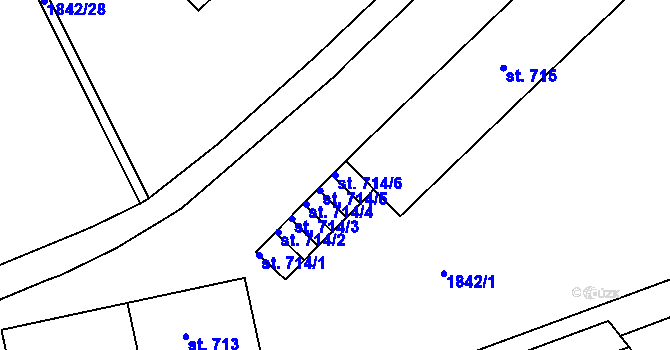 Parcela st. 714/6 v KÚ Krupka, Katastrální mapa