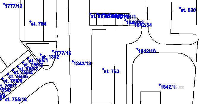 Parcela st. 752 v KÚ Krupka, Katastrální mapa