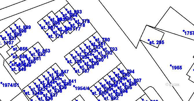Parcela st. 792 v KÚ Krupka, Katastrální mapa