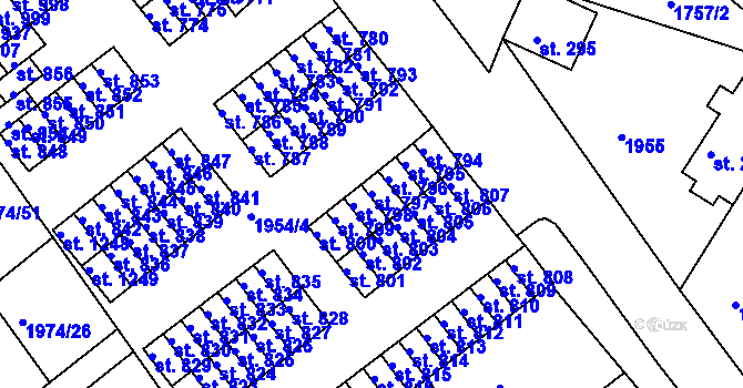 Parcela st. 797 v KÚ Krupka, Katastrální mapa