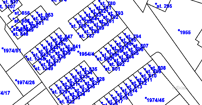 Parcela st. 799 v KÚ Krupka, Katastrální mapa