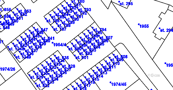 Parcela st. 804 v KÚ Krupka, Katastrální mapa