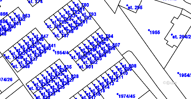 Parcela st. 805 v KÚ Krupka, Katastrální mapa