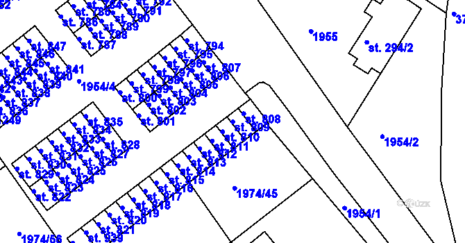 Parcela st. 809 v KÚ Krupka, Katastrální mapa