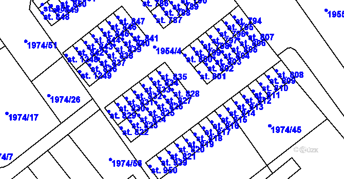 Parcela st. 828 v KÚ Krupka, Katastrální mapa