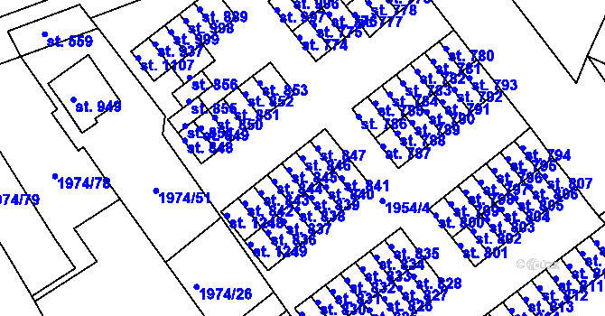 Parcela st. 846 v KÚ Krupka, Katastrální mapa