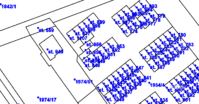 Parcela st. 851 v KÚ Krupka, Katastrální mapa