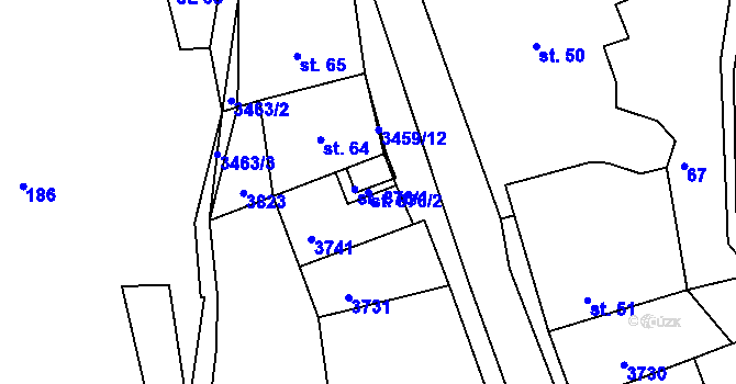 Parcela st. 876/2 v KÚ Krupka, Katastrální mapa