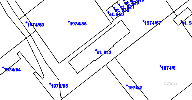 Parcela st. 942 v KÚ Krupka, Katastrální mapa