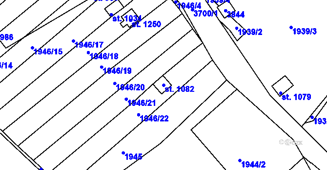 Parcela st. 1082 v KÚ Krupka, Katastrální mapa