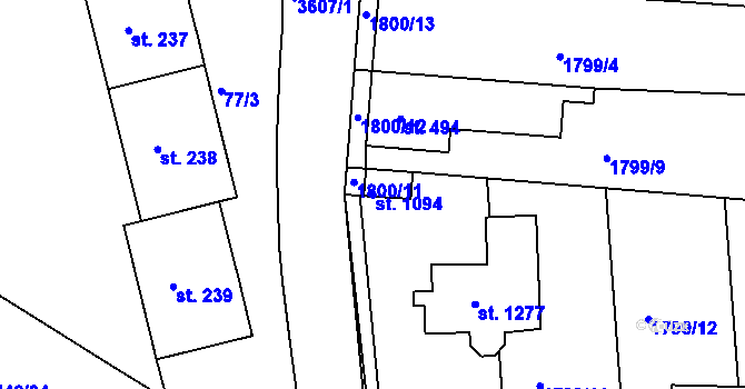 Parcela st. 1094 v KÚ Krupka, Katastrální mapa