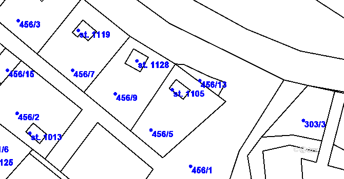 Parcela st. 1105 v KÚ Krupka, Katastrální mapa