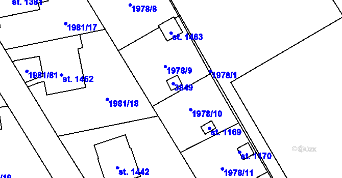 Parcela st. 1168 v KÚ Krupka, Katastrální mapa