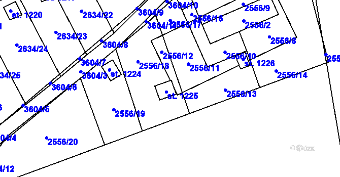 Parcela st. 1225 v KÚ Krupka, Katastrální mapa
