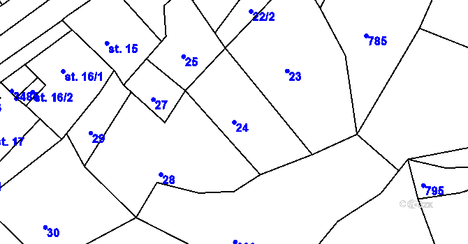 Parcela st. 24 v KÚ Krupka, Katastrální mapa