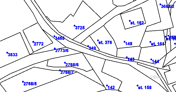 Parcela st. 149 v KÚ Krupka, Katastrální mapa
