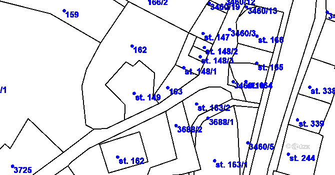 Parcela st. 163 v KÚ Krupka, Katastrální mapa