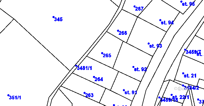 Parcela st. 265 v KÚ Krupka, Katastrální mapa