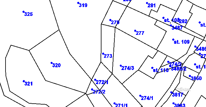 Parcela st. 273 v KÚ Krupka, Katastrální mapa