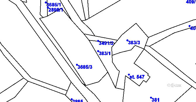 Parcela st. 383/1 v KÚ Krupka, Katastrální mapa
