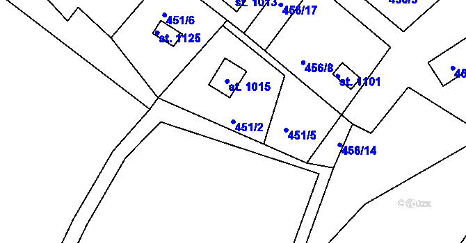 Parcela st. 451/2 v KÚ Krupka, Katastrální mapa