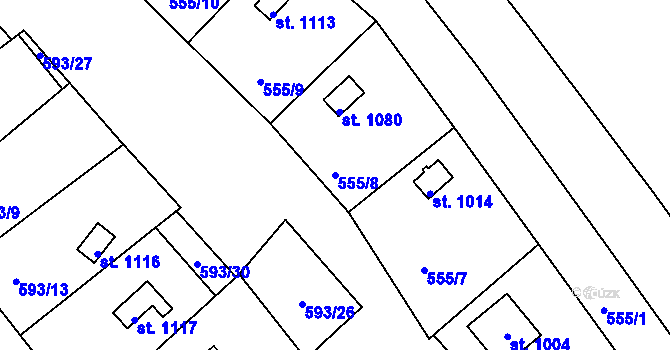 Parcela st. 555/8 v KÚ Krupka, Katastrální mapa