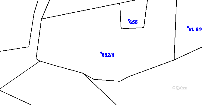 Parcela st. 652/1 v KÚ Krupka, Katastrální mapa