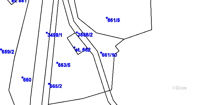 Parcela st. 661/10 v KÚ Krupka, Katastrální mapa