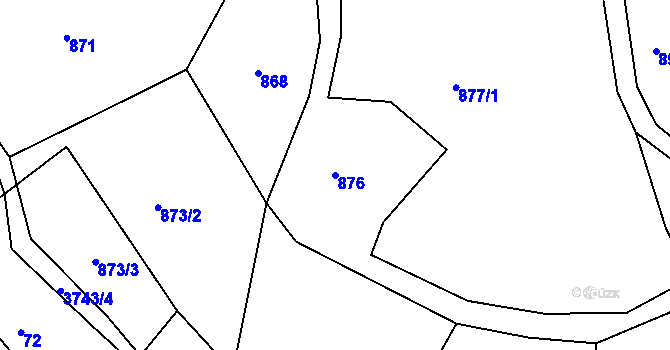 Parcela st. 876 v KÚ Krupka, Katastrální mapa