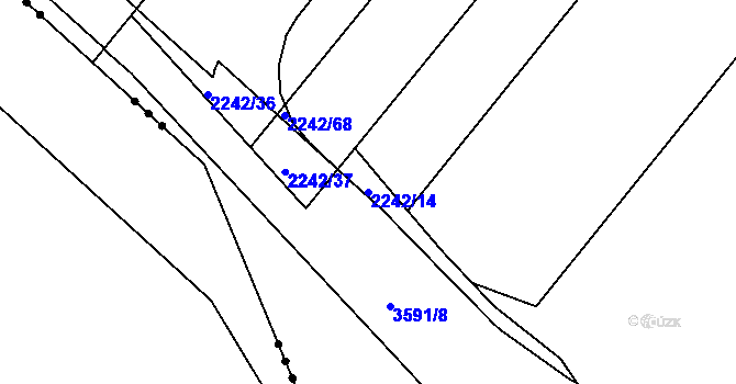 Parcela st. 2242/14 v KÚ Krupka, Katastrální mapa