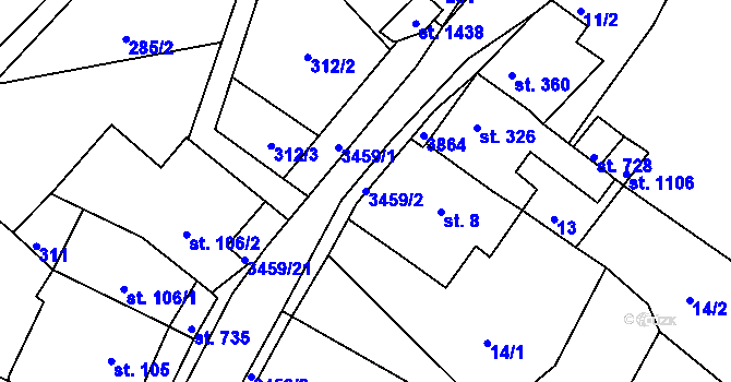 Parcela st. 3459/2 v KÚ Krupka, Katastrální mapa