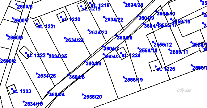 Parcela st. 3604/3 v KÚ Krupka, Katastrální mapa
