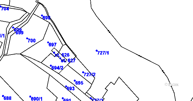 Parcela st. 727/1 v KÚ Krupka, Katastrální mapa