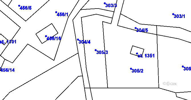 Parcela st. 305/3 v KÚ Krupka, Katastrální mapa