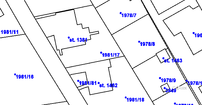 Parcela st. 1981/17 v KÚ Krupka, Katastrální mapa