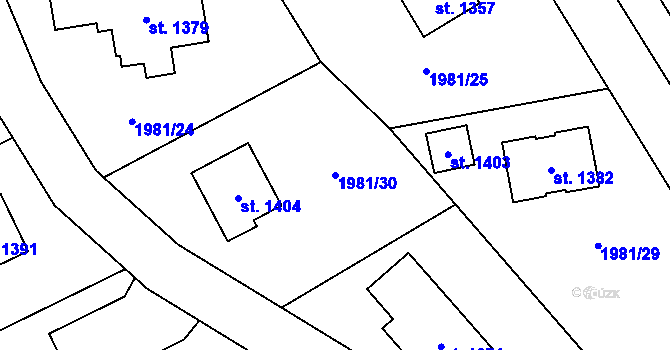 Parcela st. 1981/30 v KÚ Krupka, Katastrální mapa