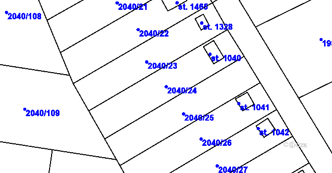 Parcela st. 2040/24 v KÚ Krupka, Katastrální mapa