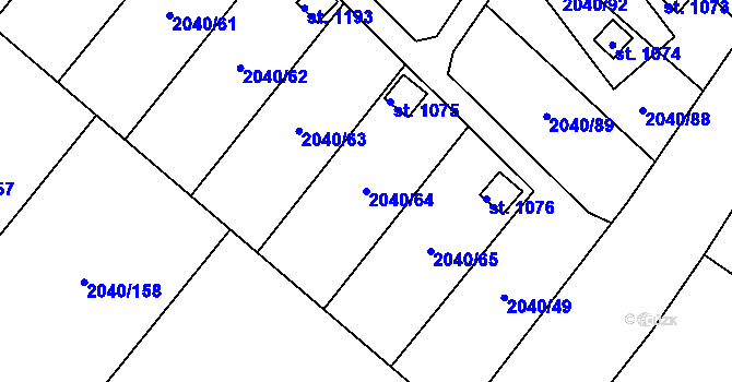 Parcela st. 2040/64 v KÚ Krupka, Katastrální mapa