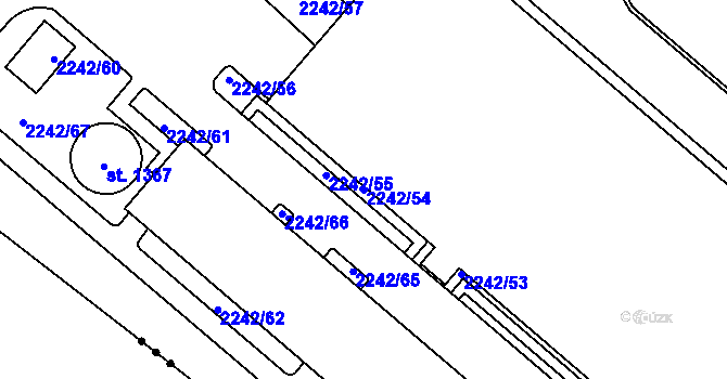 Parcela st. 2242/54 v KÚ Krupka, Katastrální mapa