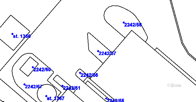 Parcela st. 2242/57 v KÚ Krupka, Katastrální mapa