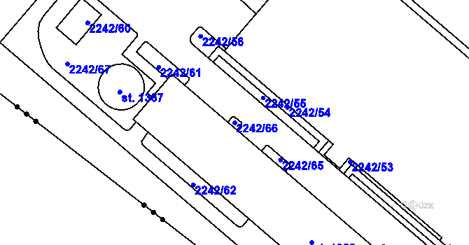 Parcela st. 2242/66 v KÚ Krupka, Katastrální mapa
