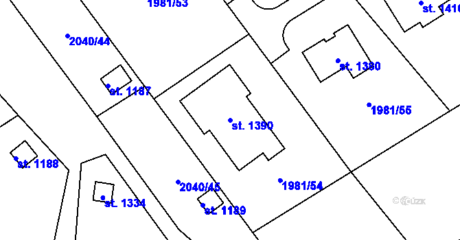 Parcela st. 1390 v KÚ Krupka, Katastrální mapa