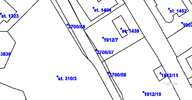 Parcela st. 3700/57 v KÚ Krupka, Katastrální mapa