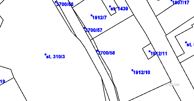 Parcela st. 3700/58 v KÚ Krupka, Katastrální mapa