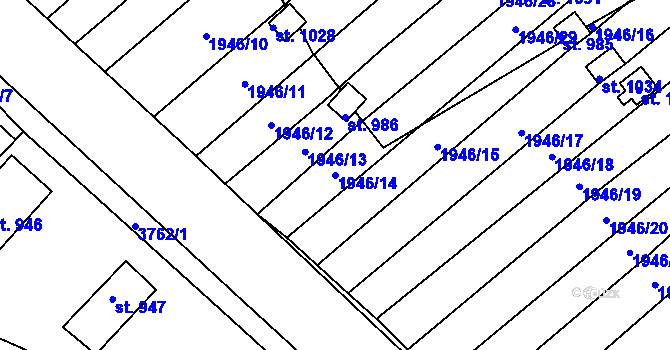 Parcela st. 1946/14 v KÚ Krupka, Katastrální mapa