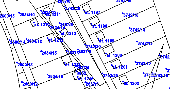 Parcela st. 3742/30 v KÚ Krupka, Katastrální mapa