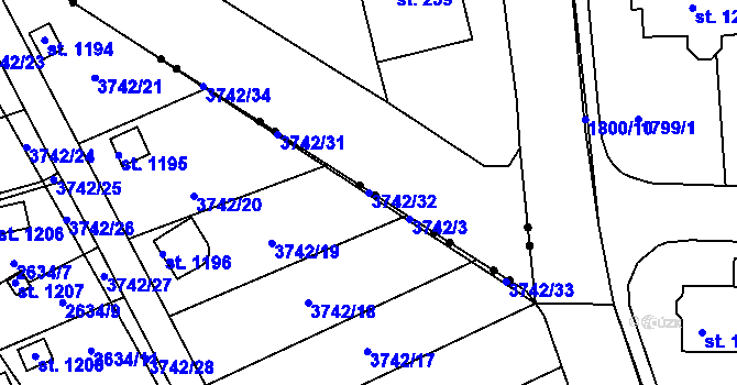 Parcela st. 3742/32 v KÚ Krupka, Katastrální mapa