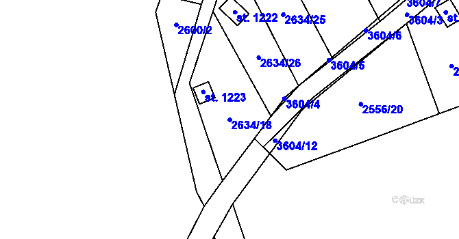 Parcela st. 2634/18 v KÚ Krupka, Katastrální mapa
