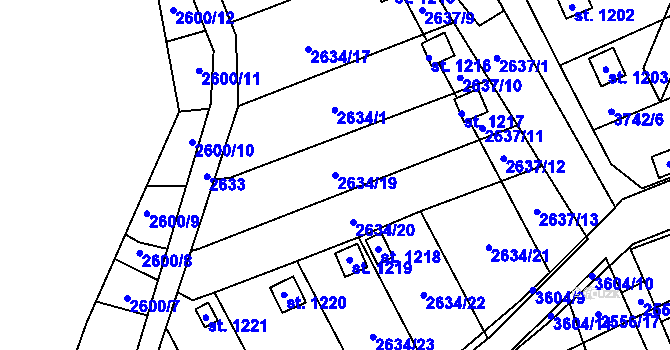 Parcela st. 2634/19 v KÚ Krupka, Katastrální mapa