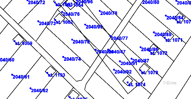 Parcela st. 2040/94 v KÚ Krupka, Katastrální mapa